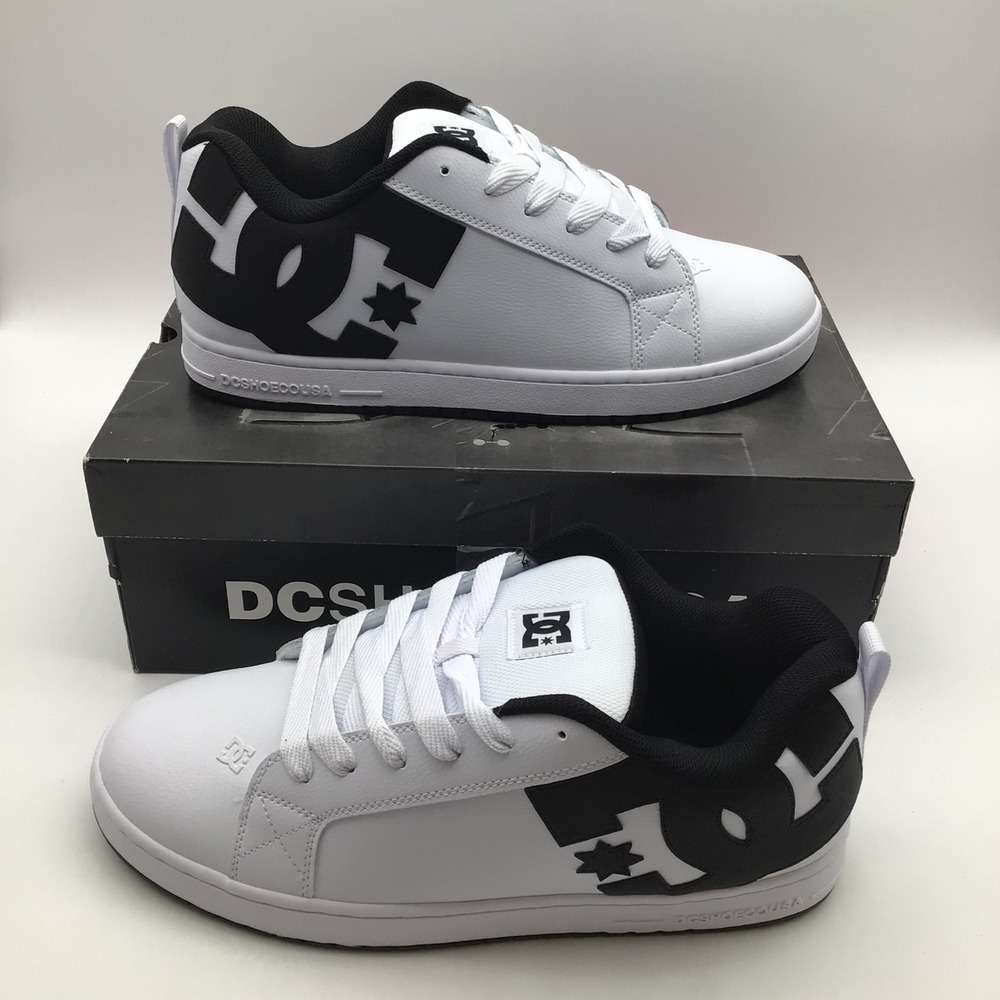 DC Shoes Mens Court Graffik White Black Skate Sneakers 300529-WLK Size 15 NEW